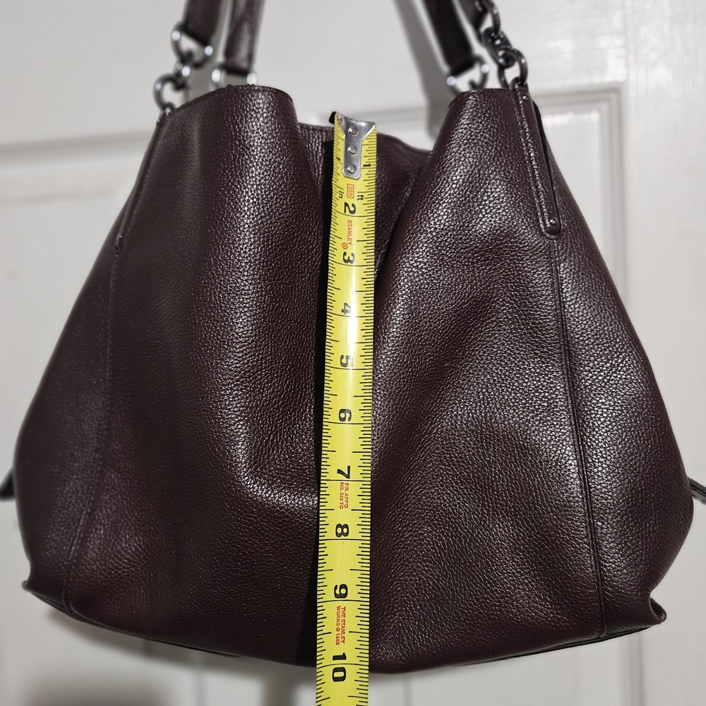 Coach Dalton 31 Gunmetal-Oxblood Leather Shoulder Bag - Picture 9 of 13